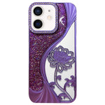 Electroplated TPU Lotus Hollow-carved  Rhinestone Glitter Phone Case, For iPhone 15, For iPhone 14, For iPhone 14 Pro, For iPhone 14 Pro Max, For iPhone 13 Pro Max, For iPhone 13 Pro, For iPhone 13, For iPhone 12