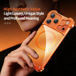 Aluminum Alloy Borderless MagSafe Gilded Armor Pattern Phone Case, For iPhone 17 Pro Max, For iPhone 17 Pro