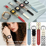xDfind Diamond Stainless Steel Hybrid Genuine Leather Watch Band, For Apple Watch 38 / 40 / 41 / S11 42mm