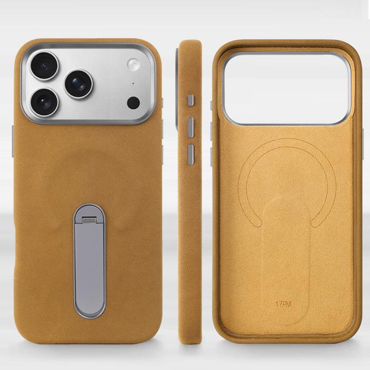 VIETAO Suede MagSafe PU Leather Phone Case with Holder, For iPhone 17 Pro Max, For iPhone 17 Pro, For iPhone 17, For iPhone Air