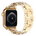 Diamond Vegan Leather Metal Watch Band, For Apple Watch 46mm / 49mm / 45mm / 44mm, For Apple Watch 42mm / 41mm / 40mm / 38mm