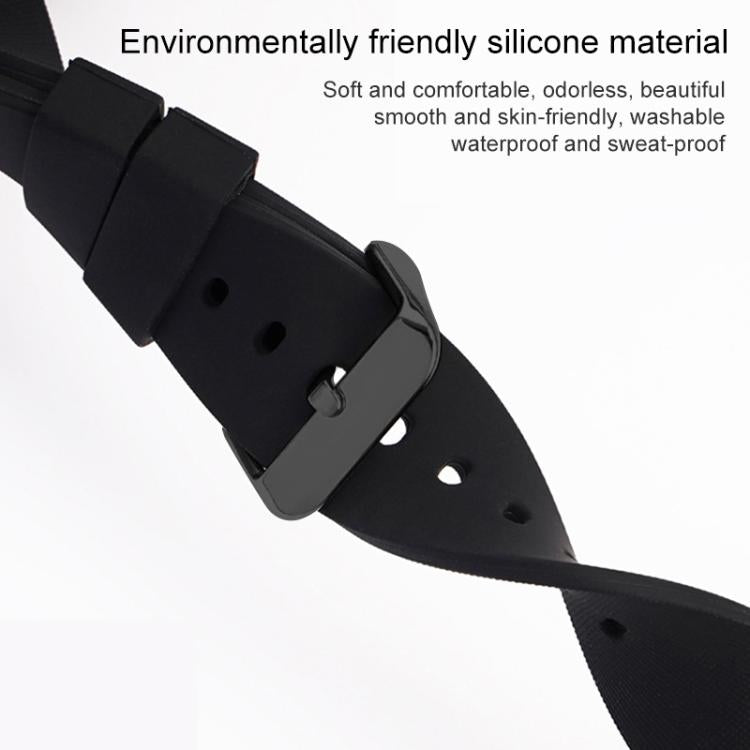 xDfind Stainless Steel Black Pin Buckle Solid Color Silicone Waterproof Watch Band, 24mm