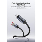 Yesido CA138L 12W 2.4A USB to 8 Pin OLED Display Charging Data Cable, USB to 8 Pin