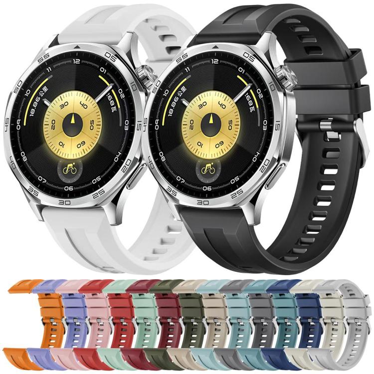 xDfind Silver Buckle Solid Color Silicone Watch Band, For Huawei Watch GT 6 / 5 46mm