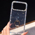 Rhinestone Ring Holder Dual-side IMD PC Hybrid TPU Phone Case, For iPhone 15 Pro Max, For iPhone 15 Pro, For iPhone 15, For iPhone 14, For iPhone 14 Pro, For iPhone 14 Pro Max, For iPhone 13 Pro Max, For iPhone 13 Pro