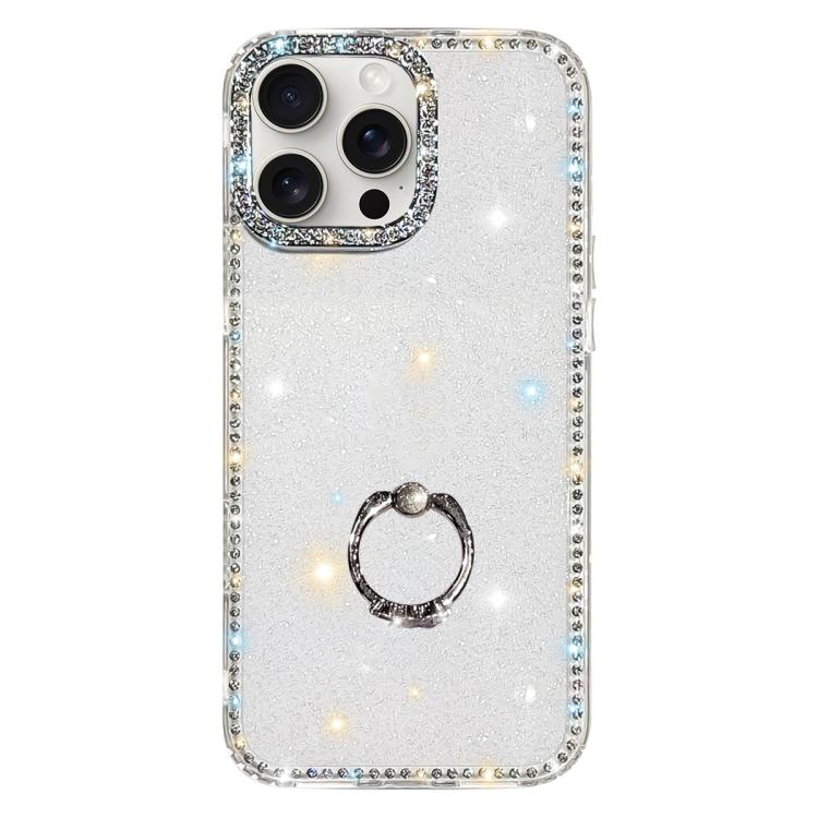 Rhinestone Ring Holder Dual-side IMD PC Hybrid TPU Phone Case, For iPhone 15 Pro Max, For iPhone 15 Pro, For iPhone 15, For iPhone 14, For iPhone 14 Pro, For iPhone 14 Pro Max, For iPhone 13 Pro Max, For iPhone 13 Pro