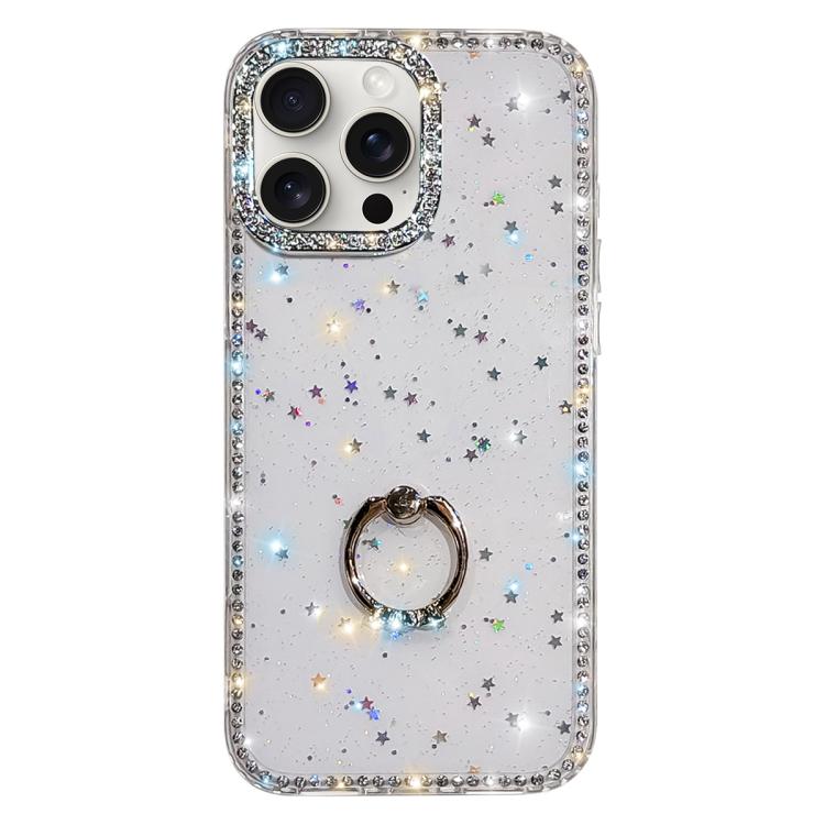 Rhinestone Ring Holder Dual-side IMD PC Hybrid TPU Phone Case, For iPhone 15 Pro Max, For iPhone 15 Pro, For iPhone 15, For iPhone 14, For iPhone 14 Pro, For iPhone 14 Pro Max, For iPhone 13 Pro Max, For iPhone 13 Pro