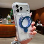 Transparent Pivot Metal Holder Magnetic Phone Case, For iPhone 17 Pro Max, For iPhone 17 Pro