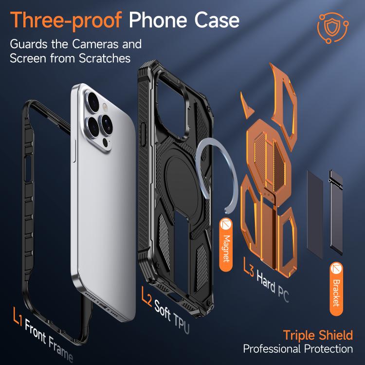 Hidden Metal Holder Magnetic Shockproof Phone Case, For iPhone 15 Pro Max, For iPhone 15 Pro, For iPhone 15 Plus / 14 Plus, For iPhone 15, For iPhone 14 / 13, For iPhone 14 Pro, For iPhone 14 Pro Max, For iPhone 13 Pro Max
