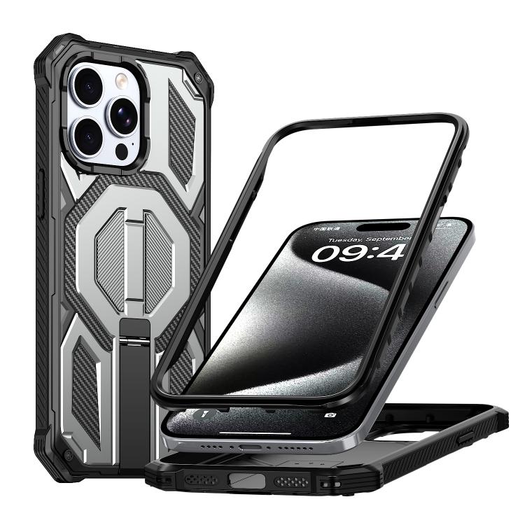 Hidden Metal Holder Magnetic Shockproof Phone Case, For iPhone 15 Pro Max, For iPhone 15 Pro, For iPhone 15 Plus / 14 Plus, For iPhone 15, For iPhone 14 / 13, For iPhone 14 Pro, For iPhone 14 Pro Max, For iPhone 13 Pro Max