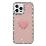 Flash Rhinestone Double-sided IMD Love Heart Phone Case, For iPhone 16 Pro Max, For iPhone 16 Pro, For iPhone 16 Plus, For iPhone 16, For iPhone 15 Pro Max
