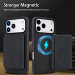 Retro Faux Leather Detachable Magnetic Wallet Bag RFID Blocking Phone Case, For iPhone 17 Pro Max, For iPhone 17 Pro