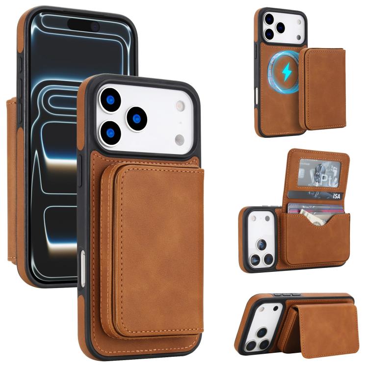 Retro Faux Leather Detachable Magnetic Wallet Bag RFID Blocking Phone Case, For iPhone 17 Pro Max, For iPhone 17 Pro