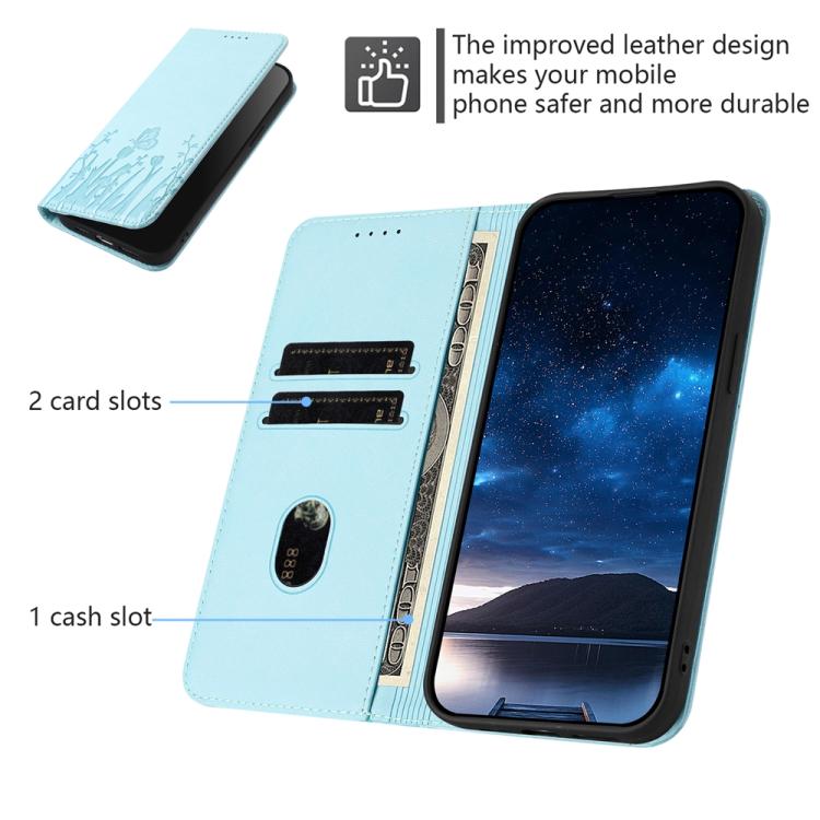 Tulips Butterfly Pattern Magnetic Vegan Leather Phone Case, For iPhone Air, For iPhone 16 Pro Max, For iPhone 16 Pro, For iPhone 16 Plus