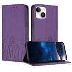 Tulips Butterfly Pattern Magnetic Vegan Leather Phone Case, For iPhone 13, For iPhone 13 mini, For iPhone 12 / 12 Pro, For iPhone 12 Pro Max