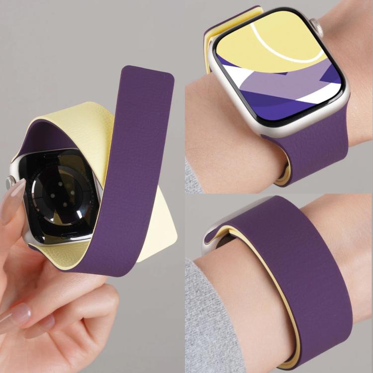 xDfind Color-blocking Litchi Texture Magnetic Silicone Watch Band, For Apple Watch 42 / 44 / 45 / 46 / 49mm, For Apple Watch 38 / 40 / 41 / S11 42mm