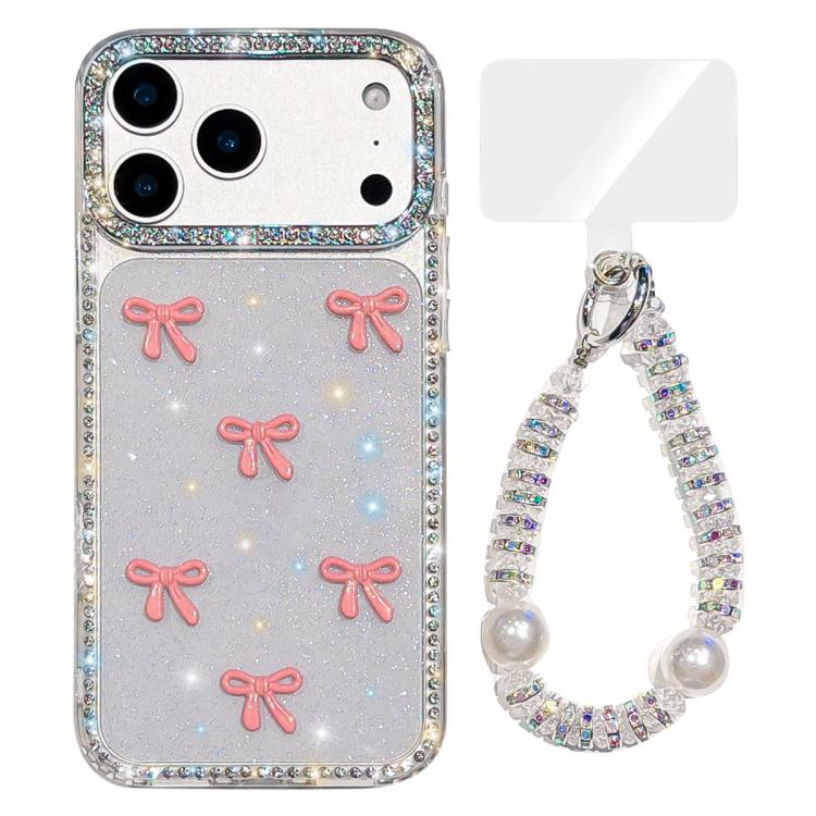 Sparkling IMD Colorful Bow Phone Case with Bracelet, For iPhone 17 Pro Max, For iPhone 17 Pro, For iPhone 17, For iPhone Air, For iPhone 16 Pro Max