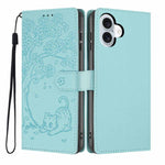 Tree Cat Embossed Flip Vegan Leather Phone Case, For iPhone 17e / 16e, For iPhone 17 Pro Max, For iPhone 17 Pro, For iPhone 17, For iPhone Air, For iPhone 16 Pro Max