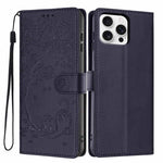 Tree Cat Embossed Flip Vegan Leather Phone Case, For iPhone 16 Pro, For iPhone 16 Plus, For iPhone 16, For iPhone 15 Pro Max, For iPhone 15 Pro, For iPhone 15 Plus