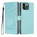 Tree Cat Embossed Flip Vegan Leather Phone Case, For iPhone 11 Pro