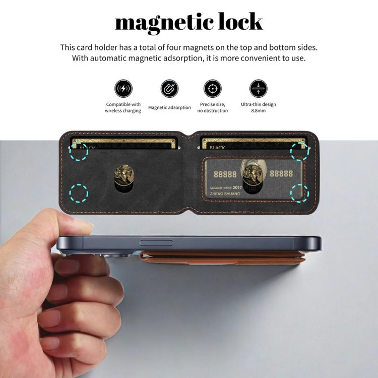 ESEBLE S1 Retro Vegan Leather Texture Magnetic RFID Mobile Phone Card Slots Holder