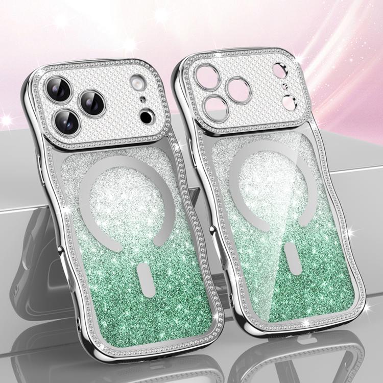 Wavy Frame Star Diamond Electroplate TPU Glitter Magnetic Phone Case, For iPhone 17 Pro Max, For iPhone 17 Pro, For iPhone 17, For iPhone 16 Pro Max, For iPhone 16 Pro, For iPhone 16