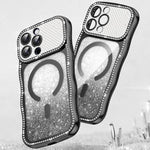 Wavy Frame Star Diamond Electroplate TPU Glitter Magnetic Phone Case, For iPhone 17 Pro Max, For iPhone 17 Pro, For iPhone 17, For iPhone 16 Pro Max, For iPhone 16 Pro, For iPhone 16
