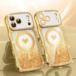Wavy Frame Star Diamond Electroplate TPU Glitter Heart Magnetic Phone Case, For iPhone 17 Pro Max, For iPhone 17 Pro, For iPhone 17, For iPhone 16 Pro Max, For iPhone 16 Pro, For iPhone 16