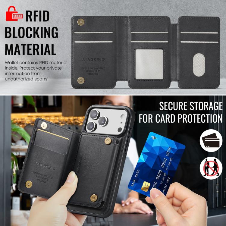 MAGKING K3 Series MagSafe RFID K3 Pro Card Bag Detachable Phone Case, For iPhone 17 Pro Max, For iPhone 17 Pro, For iPhone Air