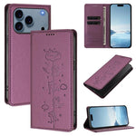Cute Cats Embossed Magnetic RFID Vegan Leather Phone Case, For iPhone 17e / 16e, For iPhone 17 Pro Max, For iPhone 17 Pro, For iPhone 17
