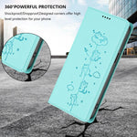 Cute Cats Embossed Magnetic RFID Vegan Leather Phone Case, For iPhone 17e / 16e, For iPhone 17 Pro Max, For iPhone 17 Pro, For iPhone 17