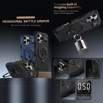 Hexagon Armor Magnetic Holder Weighing Scale Phone Case, For iPhone 14 / 13, For iPhone 14 Pro, For iPhone 14 Pro Max, For iPhone 13 Pro Max, For iPhone 13 Pro, For iPhone 12 Pro Max