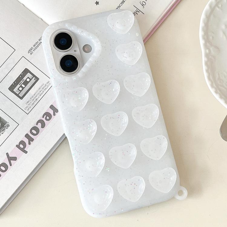 Love Heart Suction Cup Translucent Glitter Phone Case, For iPhone 18 Pro / 17 Pro, For iPhone 18 Pro Max / 17 Pro Max, For iPhone 17, For iPhone Air, For iPhone 16 Pro Max, For iPhone 16 Pro, For iPhone 16, For iPhone 15 Pro Max, For iPhone 15