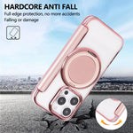 Ultra-thin Rotation Holder Magnetic Plating Vegan Leather Phone Case, For iPhone 16 Pro, For iPhone 16 Plus, For iPhone 16, For iPhone 15 Pro Max, For iPhone 15 Pro, For iPhone 15 Plus / 14 Plus