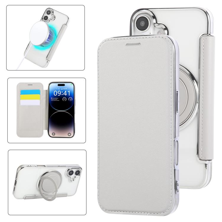Ultra-thin Rotation Holder Magnetic Plating Vegan Leather Phone Case, For iPhone 16 Pro, For iPhone 16 Plus, For iPhone 16, For iPhone 15 Pro Max, For iPhone 15 Pro, For iPhone 15 Plus / 14 Plus