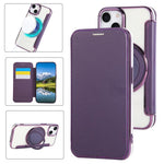 Ultra-thin Rotation Holder Magnetic Plating Vegan Leather Phone Case, For iPhone 16 Pro, For iPhone 16 Plus, For iPhone 16, For iPhone 15 Pro Max, For iPhone 15 Pro, For iPhone 15 Plus / 14 Plus
