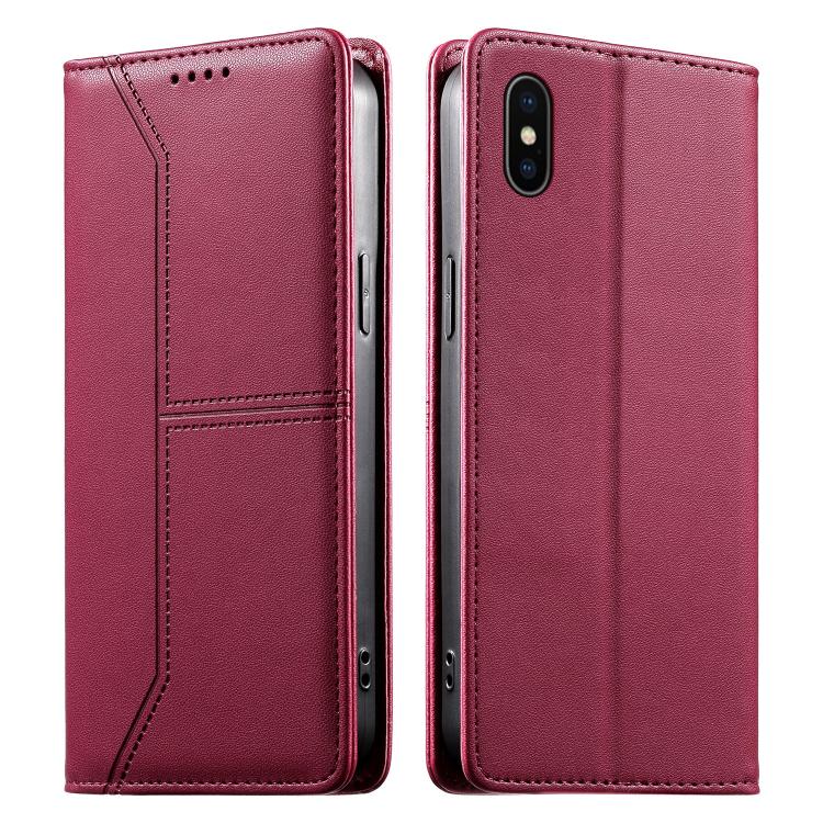 Stitched Line Magnetic RFID Vegan Leather Phone Case, For iPhone X / XS, For iPhone XR, For iPhone XS Max, For iPhone 8 Plus / 7 Plus