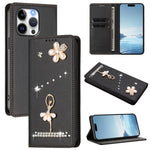 Ballet Girl Diamond Studded RFID Vegan Leather Phone Case, For iPhone 13 Pro, For iPhone 12 / 12 Pro, For iPhone 12 Pro Max, For iPhone 11 Pro Max, For iPhone 11, For iPhone 11 Pro