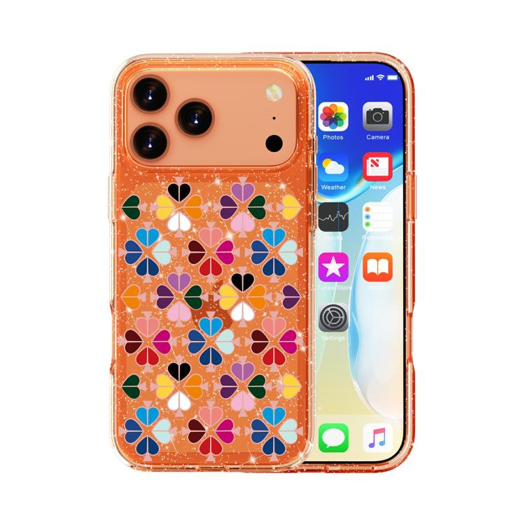 Glittering Crystal Red Heart Pattern Phone Case, For iPhone 18 Pro / 17 Pro, For iPhone 18 Pro Max / 17 Pro Max