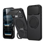ShellGod Magnetic Rotation Holder Lens Shield PC TPU Hybrid Phone Case, For iPhone 18 Pro / 17 Pro, For iPhone 18 Pro Max / 17 Pro Max