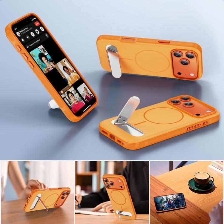 Two-colors Imitation Original Magnetic Phone Case with Holder, For iPhone 17 Pro Max, For iPhone 17 Pro