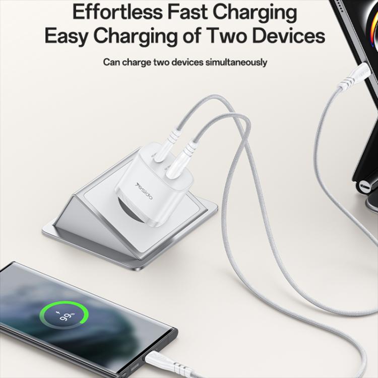 Yesido PD45W USB and Type-C Dual Interface Fast Charger Set, EU Plug, UK Plug, US Plug