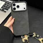 Faux Suede Fabric TPU Phone Case with Screen-printed Rabbit Plush Rope, For iPhone 17 Pro Max, For iPhone 17 Pro, For iPhone 17, For iPhone 16 Pro Max, For iPhone 16 Pro, For iPhone 16, For iPhone 15 Pro Max, For iPhone 15 Pro