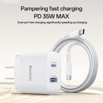 Yesido PD35W Type-C, USB Fast Charger Kit with Type-C to Type-C Cable, US Plug, EU Plug, UK Plug