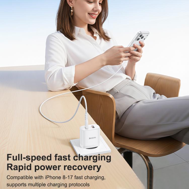 Yesido YC106 PD20W USB-C / Type-C and QC18W USB-A Dual Ports Charger Set with Type-C to Type-C Cable, YC106