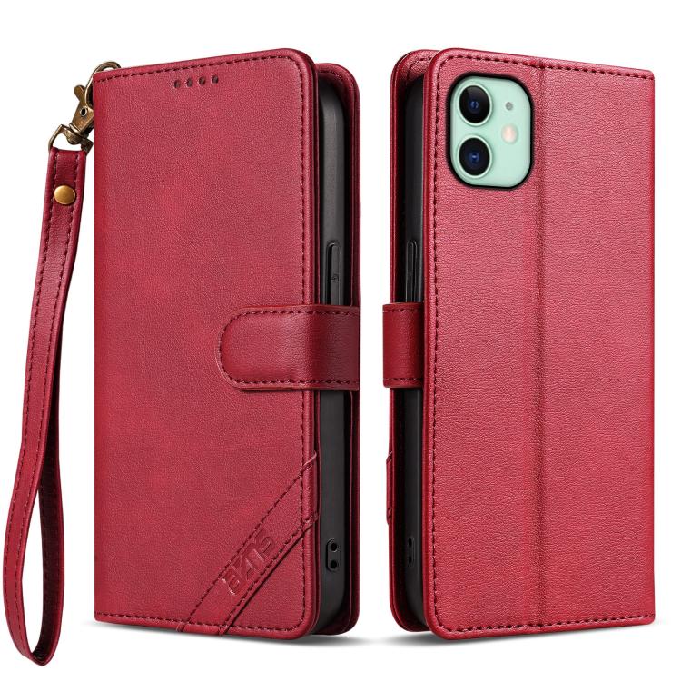 AZNS A2 Series Tri-Card Wallet RFID Vegan Leather Phone Case with Strap, For iPhone 13 Pro, For iPhone 13, For iPhone 12, For iPhone 12 Pro Max, For iPhone 12 Pro, For iPhone 11 Pro Max, For iPhone 11, For iPhone 11 Pro