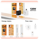 HX119 120W USB and Type-C Dual Interface Fast Charger, EU Plug, UK Plug, US Plug