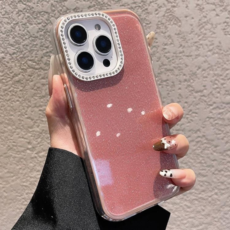 Solid Color Glitter & Rhinestone Design Phone Case, For iPhone 15 Pro Max, For iPhone 15 Pro, For iPhone 15 Plus, For iPhone 15