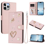 ZS01 Double-Layer Heart Floral Vegan Leather Phone Case with Wrist Strap, For iPhone 13 Pro, For iPhone 12 / 12 Pro, For iPhone 12 Pro Max, For iPhone 11 Pro Max, For iPhone 11, For iPhone 11 Pro