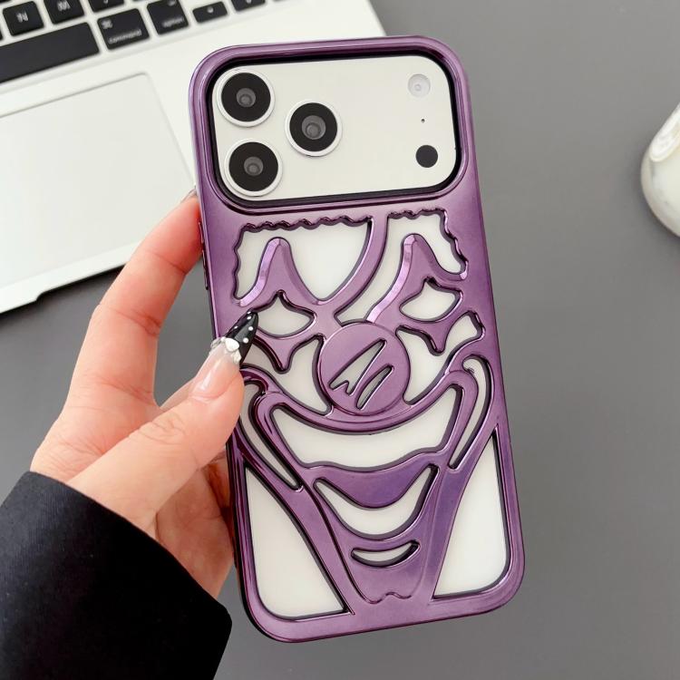 Electroplated Hollow Out Clown Heat Dissipation TPU Phone Case, For iPhone 17 Pro Max, For iPhone 17 Pro, For iPhone 17, For iPhone 16 Pro Max, For iPhone 16 Pro, For iPhone 16